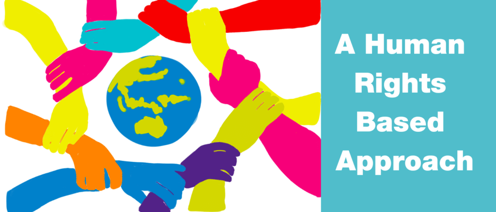 Diverse community members participating in a human rights-based development planning session.