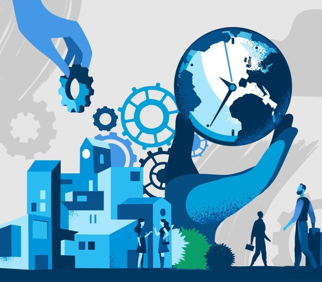 Community members working together to build a sustainable structure in a developing region.