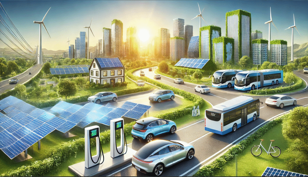 A labeled diagram of an electric car cutaway, highlighting the key components: the large battery pack, electric motor, power electronics controller, and onboard charger.