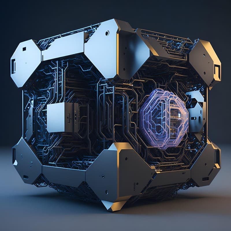 A conceptual diagram illustrating a qubit in superposition (a blurred sphere in multiple states) versus a classical bit (a clear sphere in a 0 or 1 state).