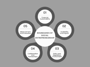 Infographic illustrating the key components of social entrepreneurship including problem identification, sustainable business models, and impact measurement.