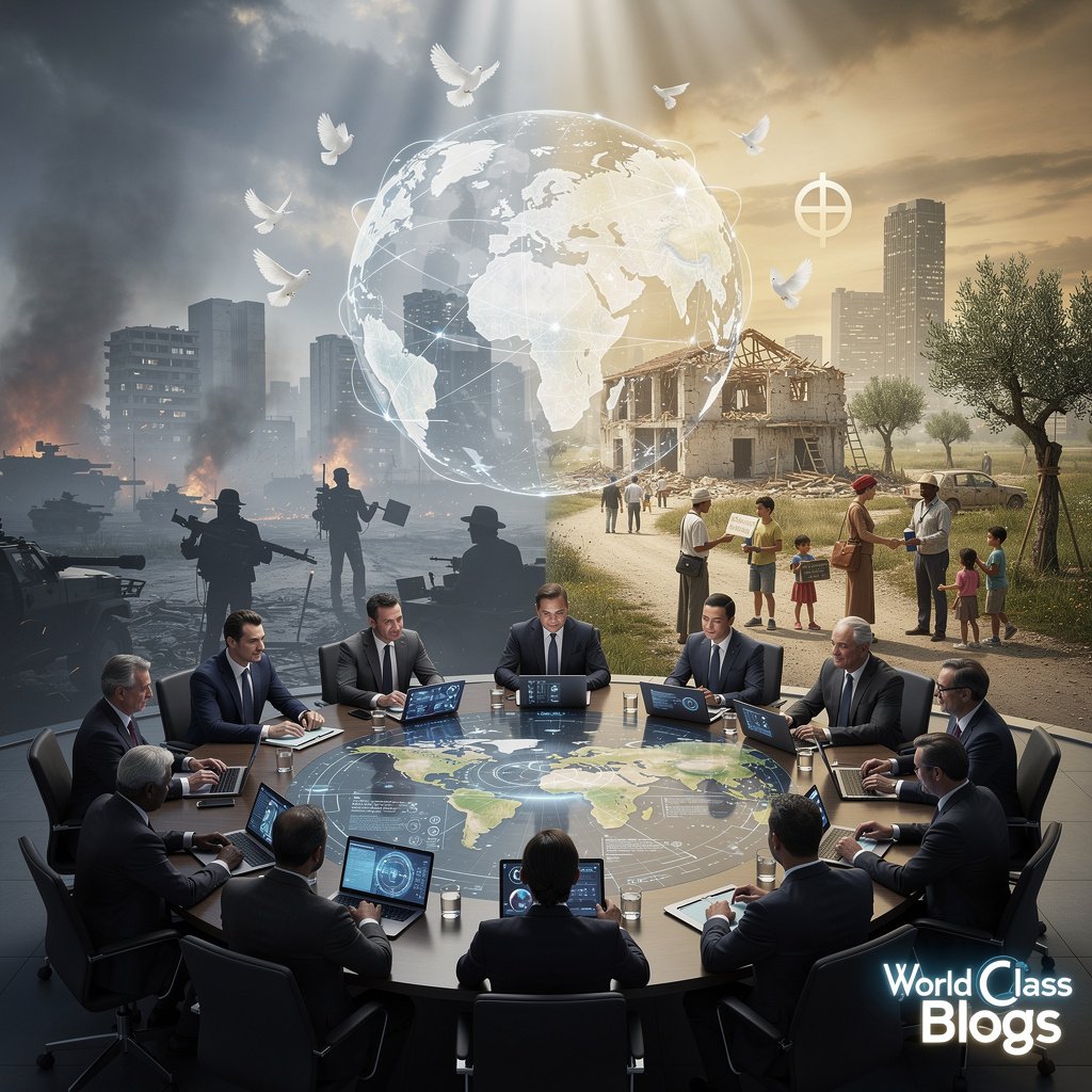  An infographic map showing how state militaries, proxy groups, private companies, diaspora networks, and climatic stressors interact to fuel contemporary wars.