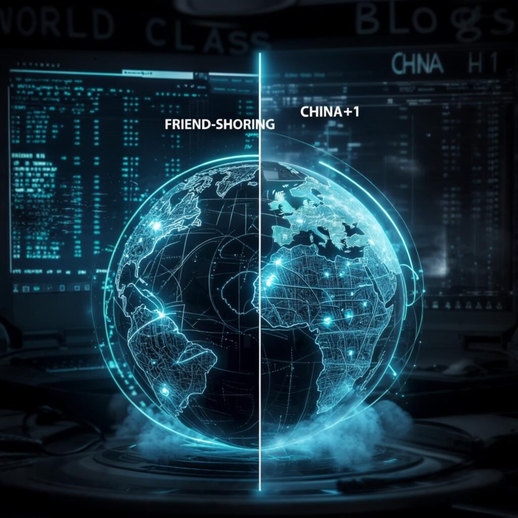 Map visualization showing the strategic shift in global supply chains from concentration in China to diversified networks across friendly nations