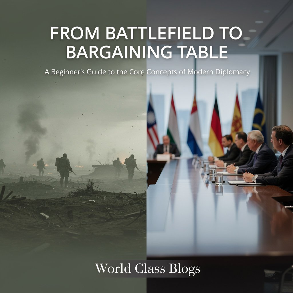 Quadrant chart analyzing core principles like sovereignty and reciprocity against common barriers like zero-sum mindset and misinformation in diplomatic practice.