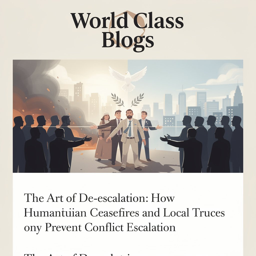 A timeline infographic showing the 5 key stages of a humanitarian ceasefire: Crisis Catalyst, Negotiation & Design, Implementation, and Post-Ceasefire outcomes.