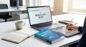 An infographic showing a circular workflow: Human Strategy -> AI Research -> AI Drafting -> Human Editing -> AI Optimization -> Human Publishing/Analysis, illustrating the continuous human-in-the-loop process.