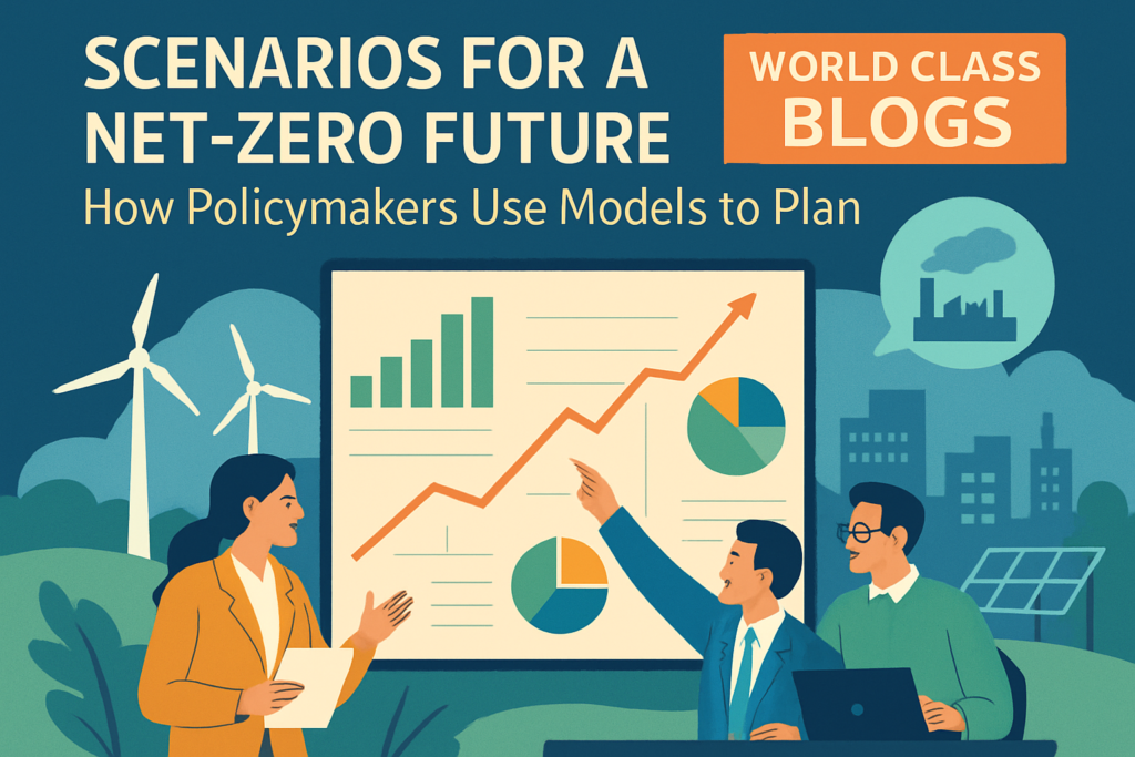 Diagram showing the climate scenario development process from qualitative storylines to quantitative modeling