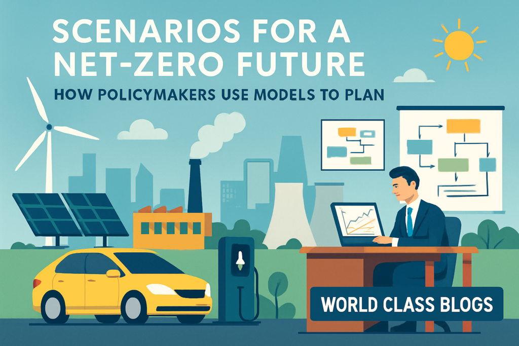 Diagram showing the climate scenario development process from qualitative storylines to quantitative modeling