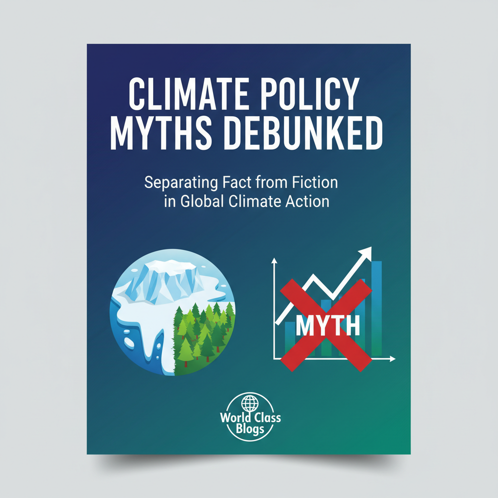 Comparison table showing common climate policy myths alongside factual corrections with supporting evidence