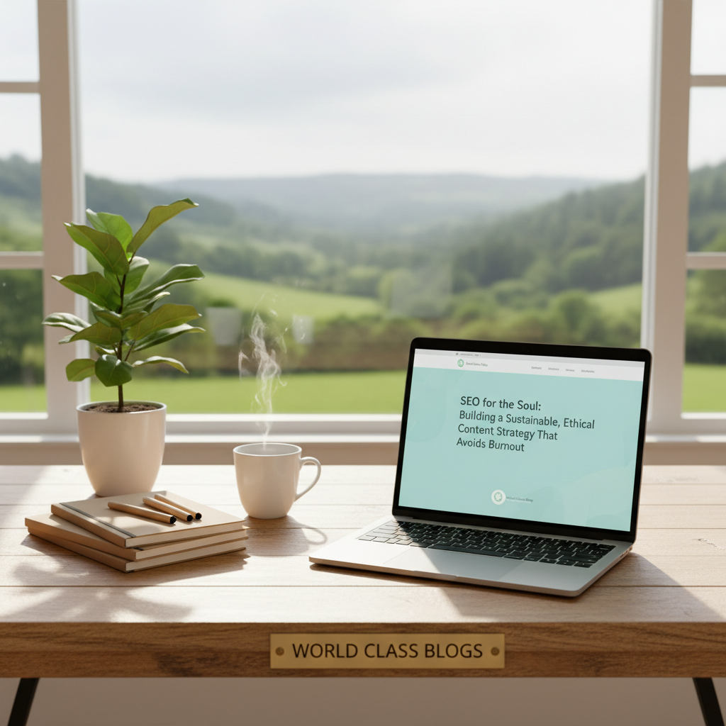 An infographic of a circular flywheel with four stages: 1. Ethical Content Creation, 2. Trust & Authority Built, 3. Sustainable Traffic & Loyalty, 4. Resource for Deeper Work, showing how each stage fuels the next in a positive loop.