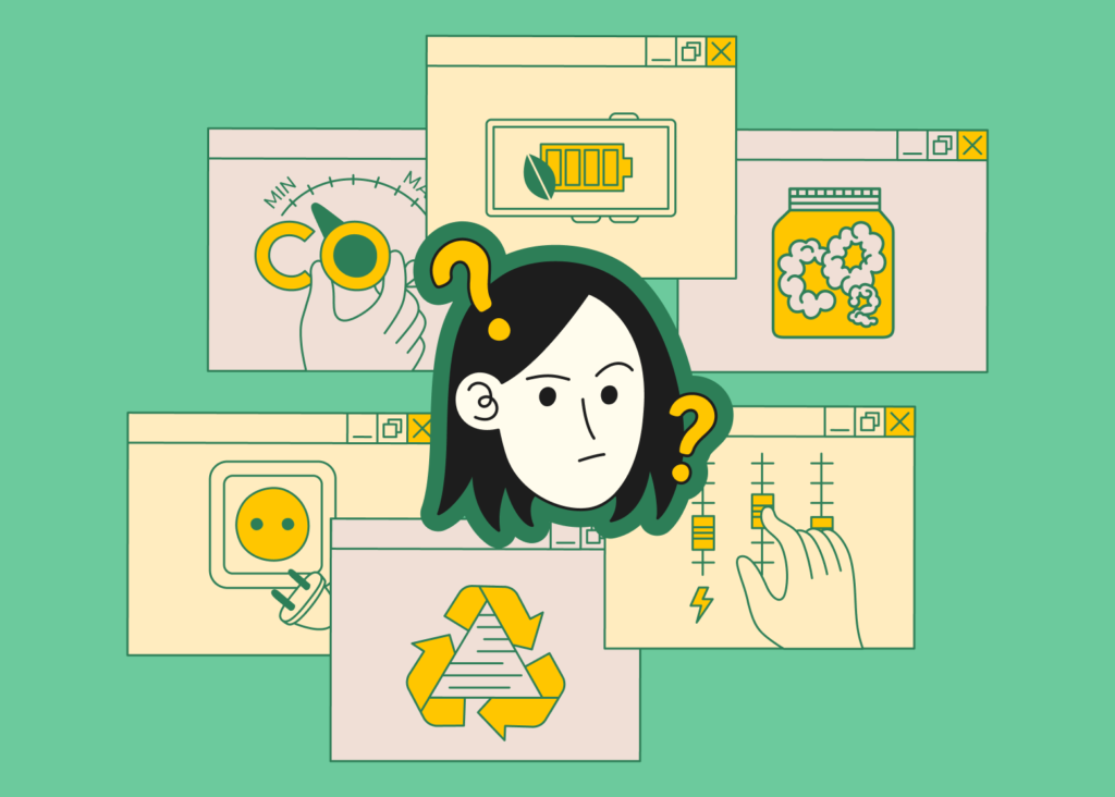 Visual diagram showing sustainable practices across software planning, development, deployment, and operations phases