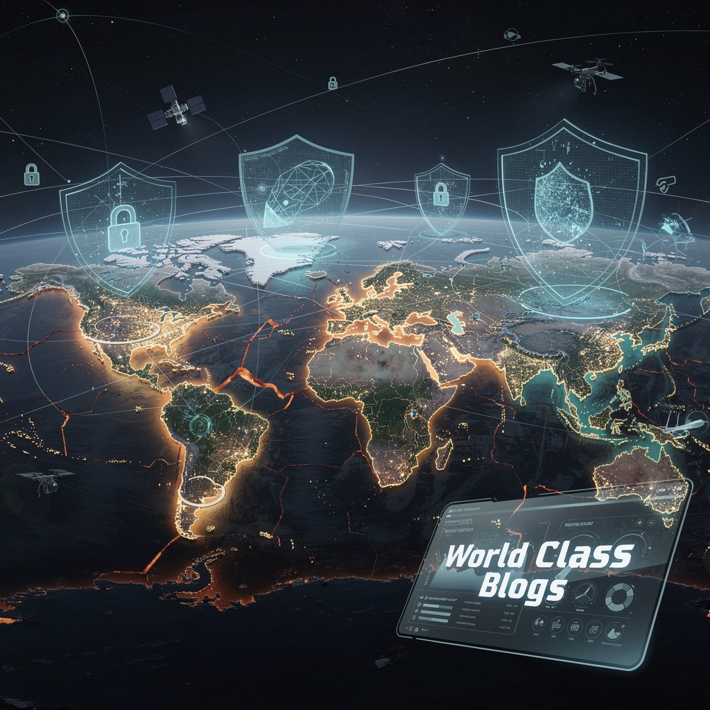 A world map overlaid with overlapping spheres of influence (U.S./Allies, China, Russia) and the network of major military alliances (NATO, AUKUS, Quad, SCO), showing zones of contestation and alignment.