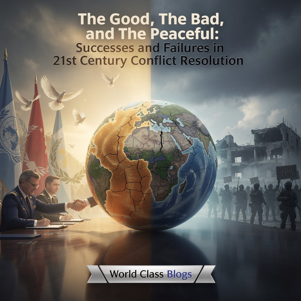 A four-quadrant chart plotting major peace agreements based on the robustness of their negotiation process and the supportiveness of their implementation context, with cases like Colombia and Northern Ireland in the positive quadrant and Syria and Rwanda in the negative.