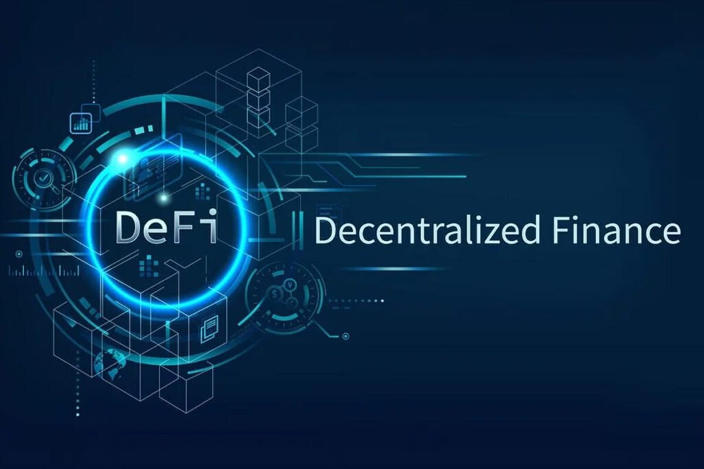 Visual ecosystem map showing DeFi protocols, traditional finance connections, and blockchain infrastructure layers