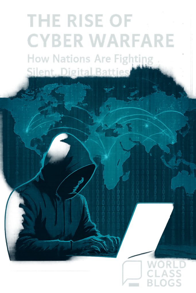 World map showing hotspots of cyber activity from countries like the US, China, Russia, Iran, and North Korea, with icons indicating espionage, disruption, and theft.