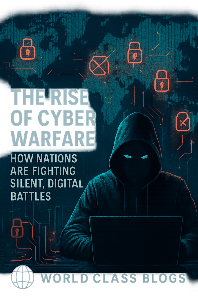 World map showing hotspots of cyber activity from countries like the US, China, Russia, Iran, and North Korea, with icons indicating espionage, disruption, and theft.