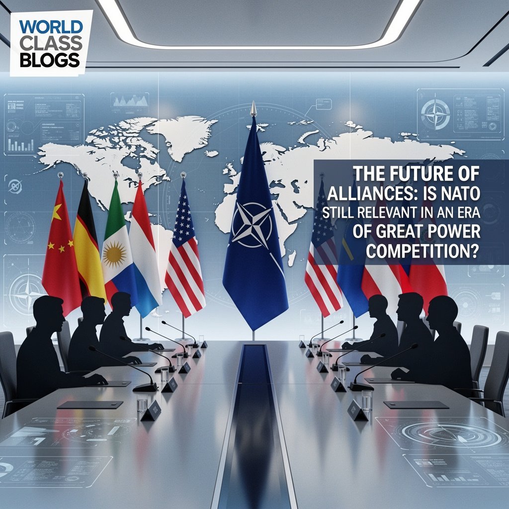 An organizational flowchart showing the North Atlantic Council (Political) directing the Military Committee, which commands Allied Command Operations (SHAPE) for missions and Allied Command Transformation for future capabilities.