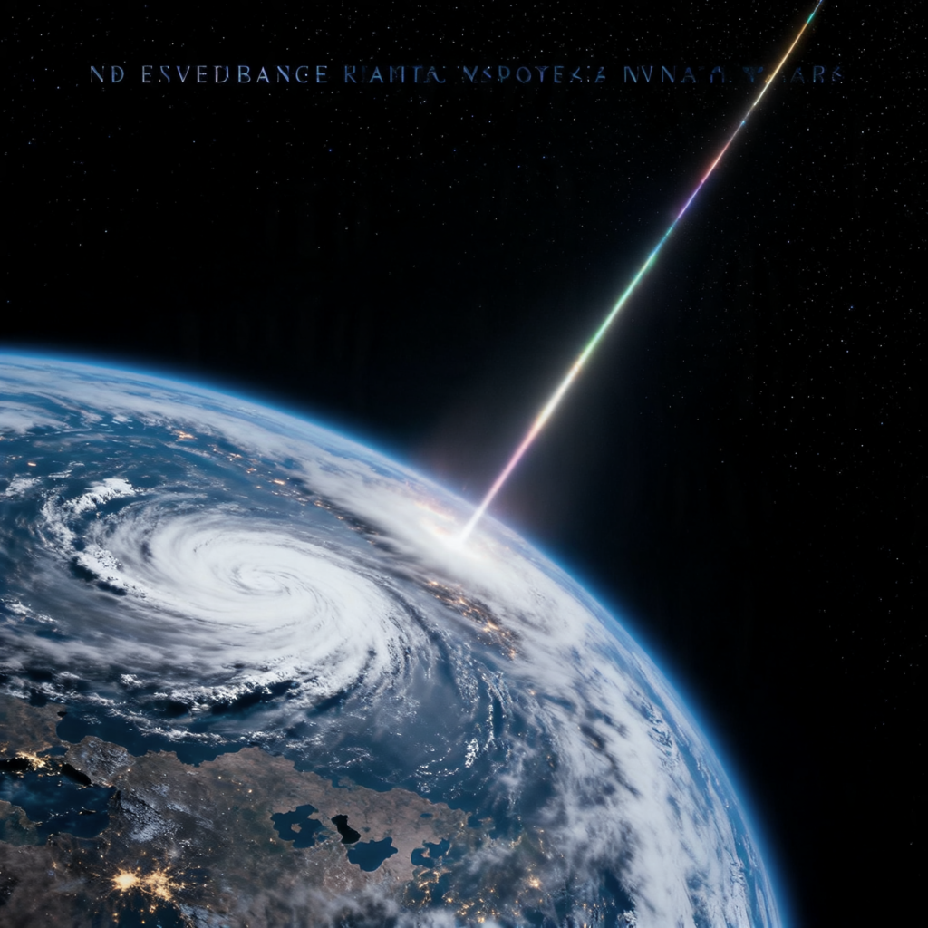 Timeline graph showing warming after ice age, the sudden Younger Dryas cold period, and a step-by-step infographic of the proposed comet impact sequence.