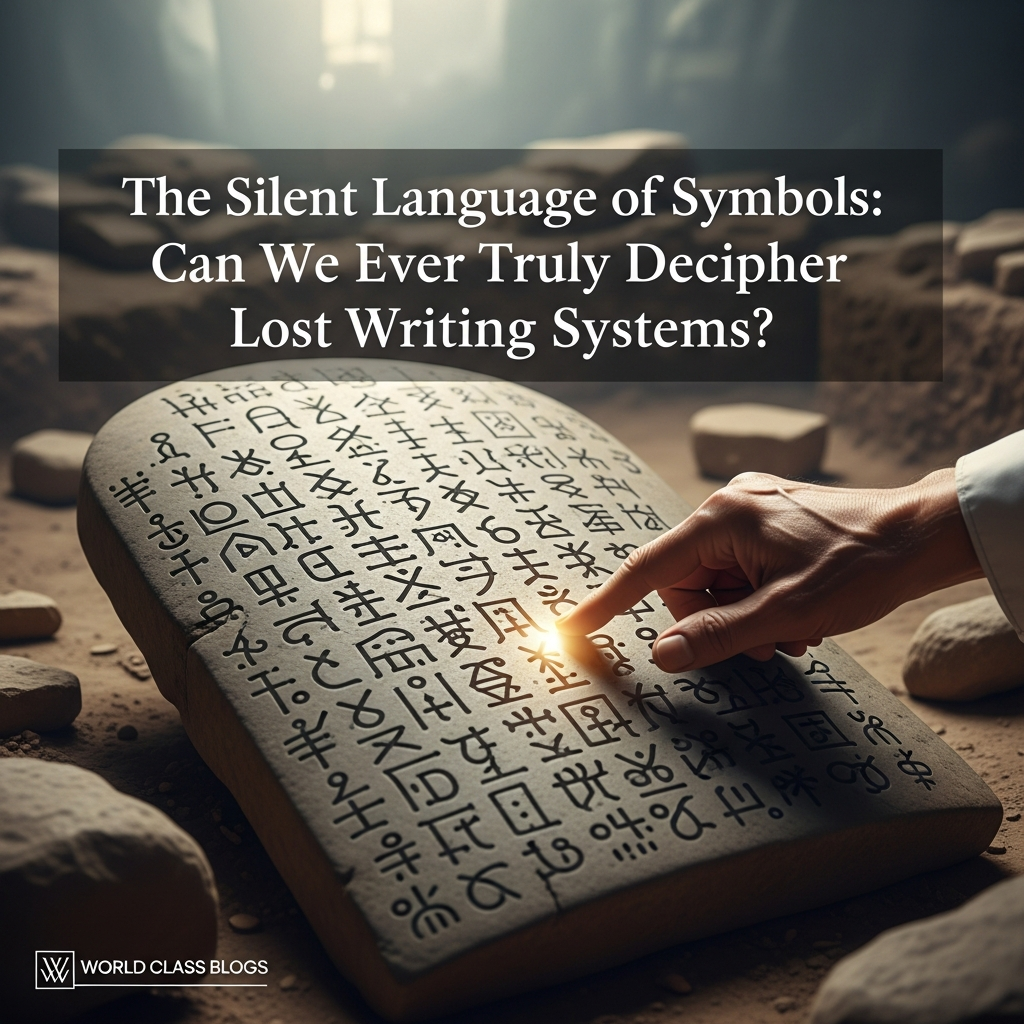 Infographic chart showing the evolution from pictorial symbols to logograms, syllabaries, and alphabets, with examples like Indus seals, Chinese, Linear B, and Greek.