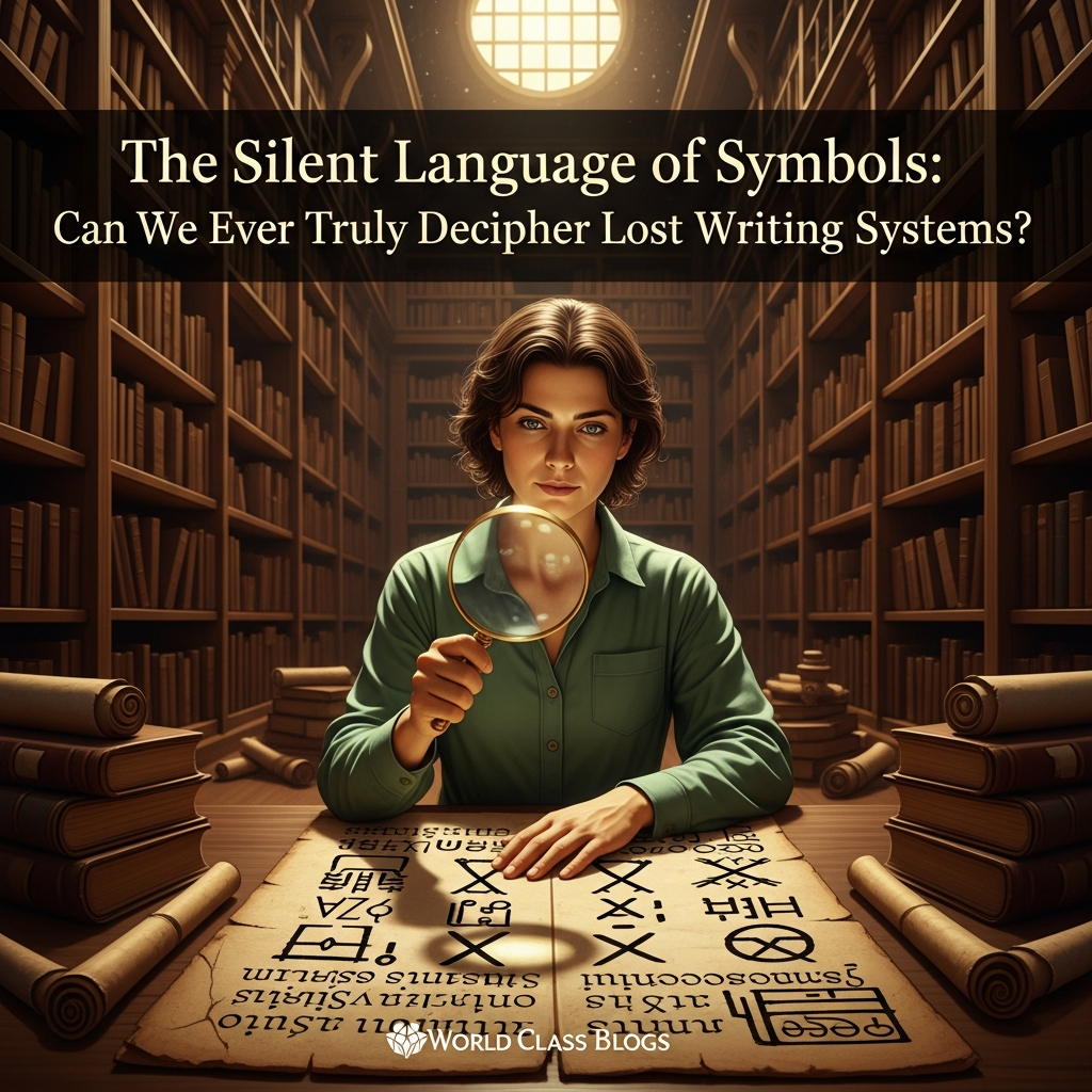 Infographic chart showing the evolution from pictorial symbols to logograms, syllabaries, and alphabets, with examples like Indus seals, Chinese, Linear B, and Greek.