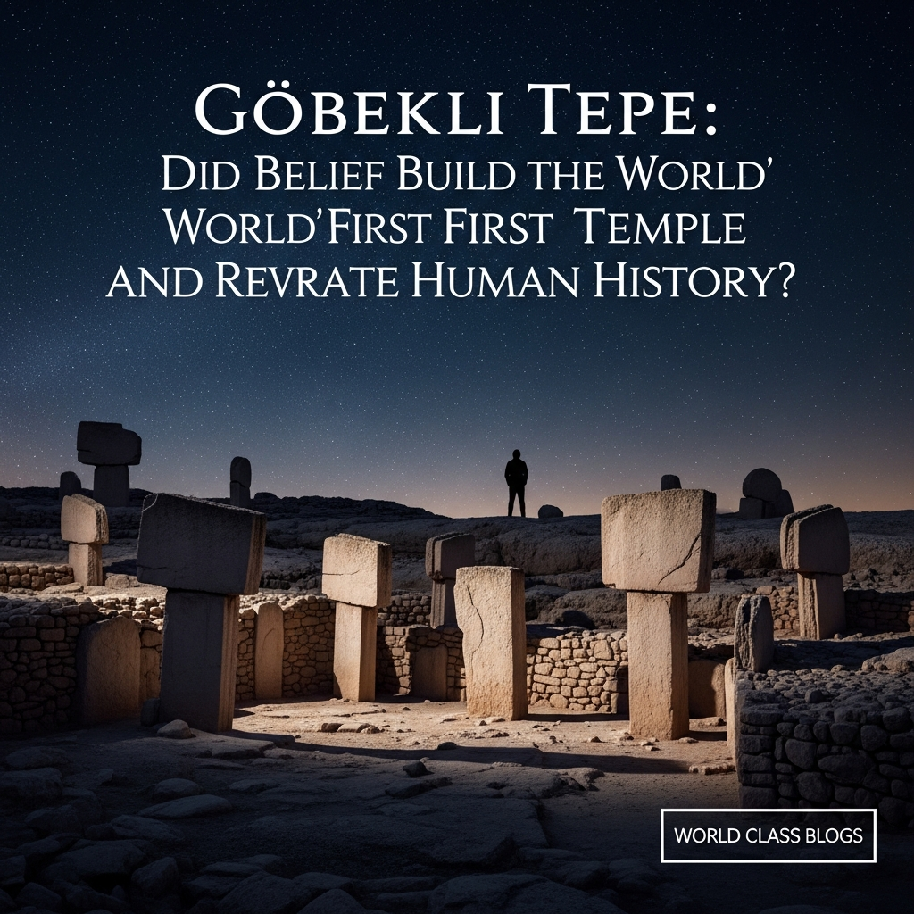 Timeline comparing the traditional Neolithic sequence with the new Göbekli Tepe model, showing how monument building predates agriculture.