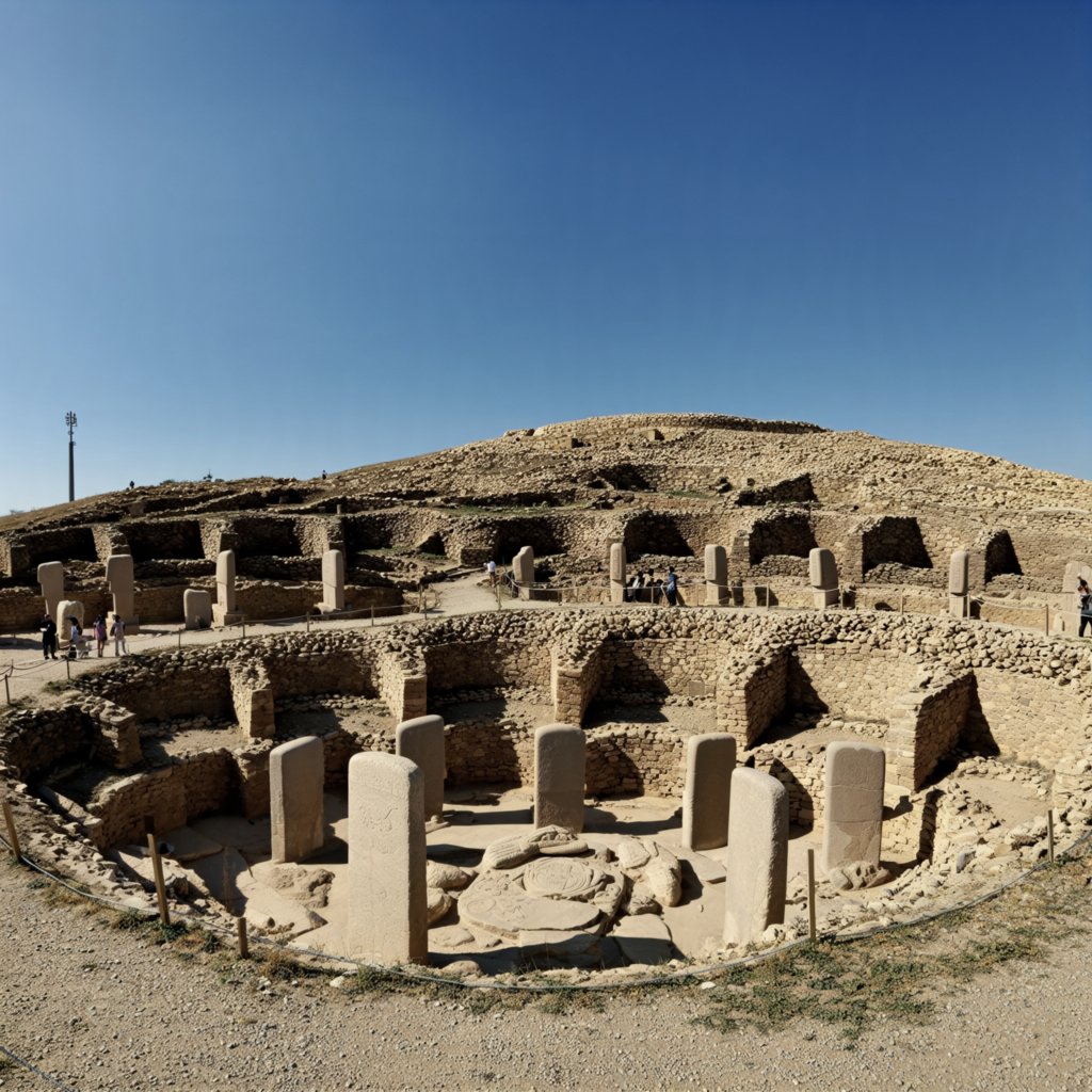 Timeline comparing the traditional Neolithic sequence with the new Göbekli Tepe model, showing how monument building predates agriculture.