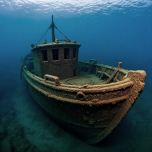 Visual diagram showing the workflow from satellite/AUV survey to ROV inspection, photogrammetric 3D modeling, and final conservation in a lab.