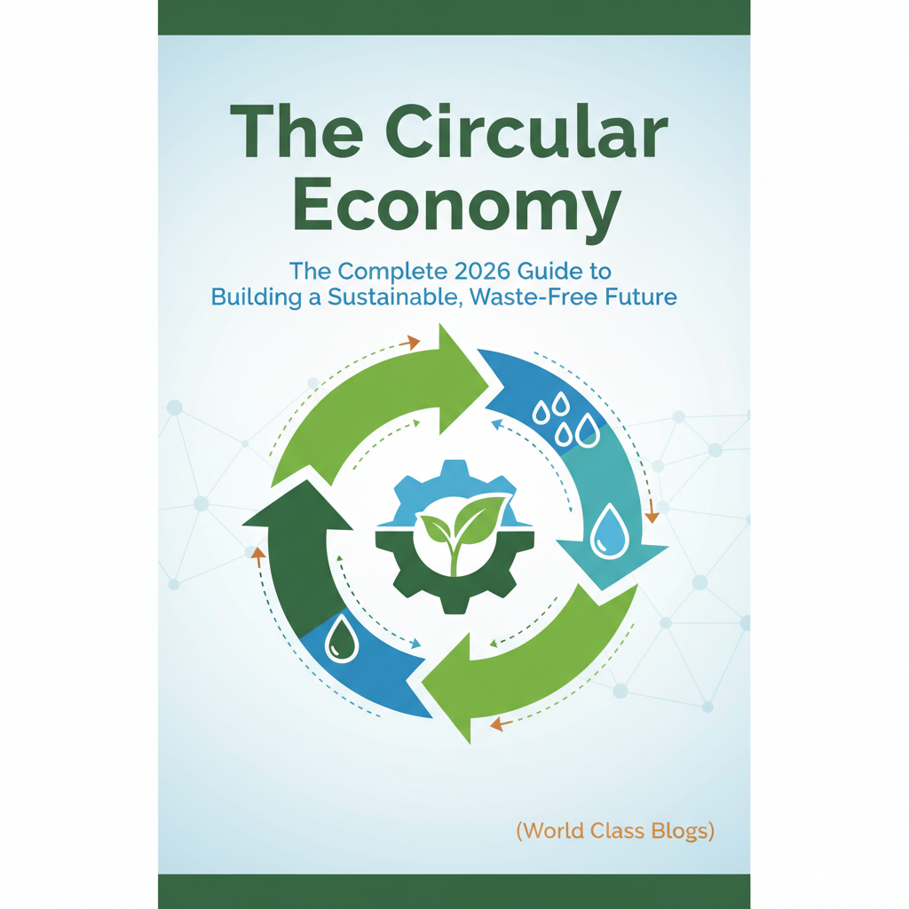An infographic showing the circular economy butterfly diagram with two cycles: biological materials flowing back to the biosphere and technical materials being maintained, reused, refurbished, and recycled in an industrial loop.
