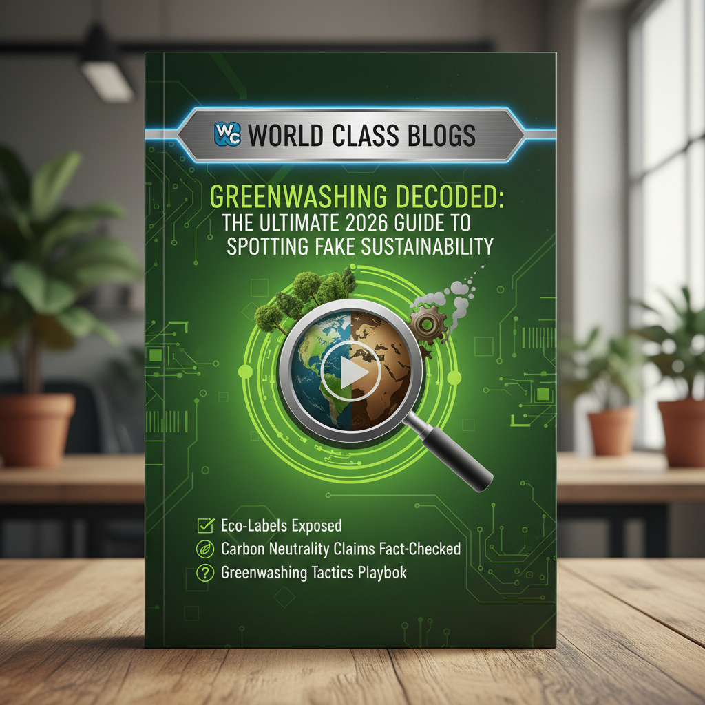 Greenwashing Decoded: The Ultimate 2026 Guide to Spotting Fake Sustainability, Incorporate (World Class Blogs) in the picture please as it is our logo words