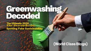 Greenwashing Decoded: The Ultimate 2026 Guide to Spotting Fake Sustainability, Incorporate (World Class Blogs) in the picture please as it is our logo words