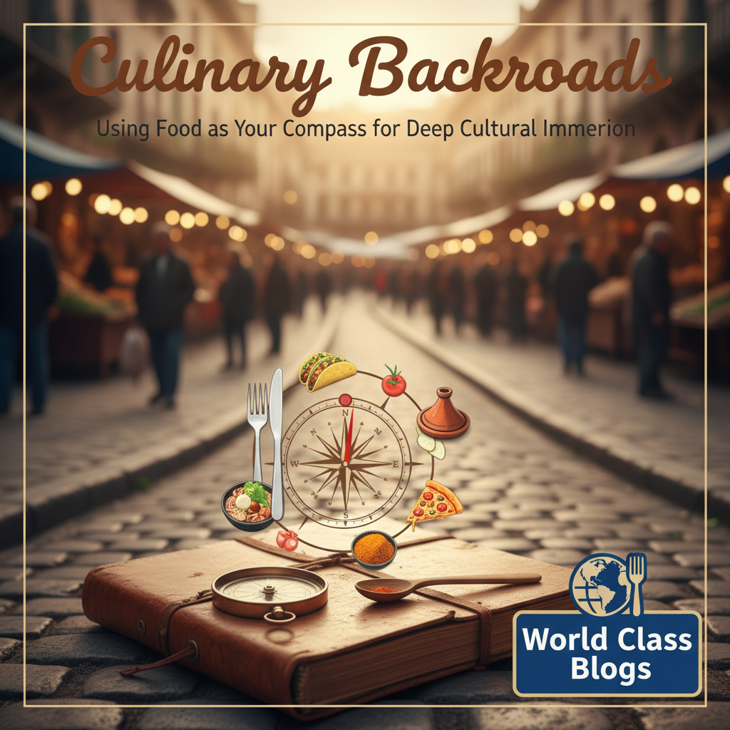 Close-up of floured hands shaping orecchiette pasta on a wooden board in a rustic kitchen, with fresh vegetables in the background.