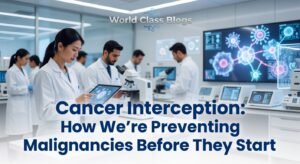 Comparison table showing major precancerous conditions, their cancer risk, progression rates, and available interception options