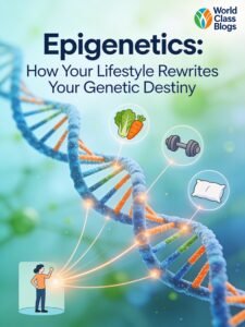 Diagram showing the three main epigenetic mechanisms: DNA methylation (methyl groups on DNA), histone modification (chemical tags on histone tails), and non-coding RNA (RNA molecules regulating gene expression)