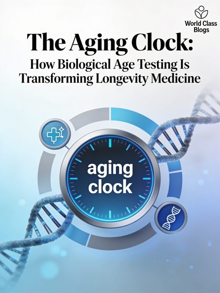 Comparison table showing different epigenetic clocks: Horvath, Hannum, PhenoAge, GrimAge, DunedinPACE, with their purposes, number of CpG sites, and clinical applications