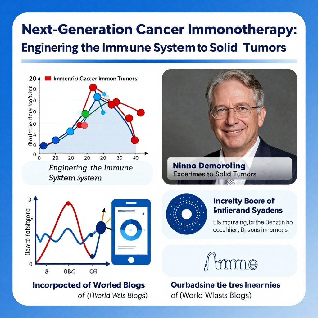 Diagram showing the complex tumor microenvironment with cancer cells surrounded by regulatory T cells, myeloid-derived suppressor cells, cancer-associated fibroblasts, abnormal blood vessels, and metabolic competition