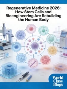 Step-by-step diagram showing the process of iPS cell therapy for Parkinson's disease: donor cells reprogrammed to iPS cells, differentiated into dopamine neurons, quality control, and surgical transplantation into patient brain