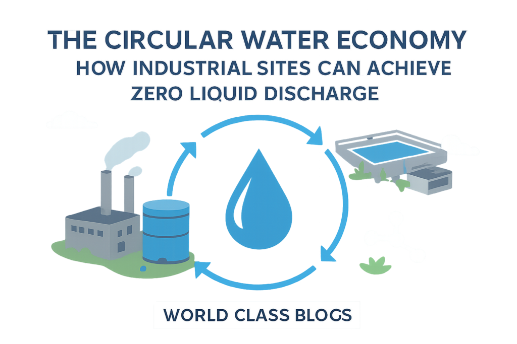 Step-by-step diagram showing Zero Liquid Discharge process from industrial wastewater intake through reverse osmosis, MVR evaporator, crystallizer, and final water return loop with solids byproduct