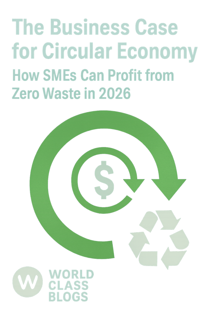 Side-by-side diagram comparing linear economy (take-make-dispose) with circular economy (make-use-return-remanufacture-reuse) with financial outcomes labeled