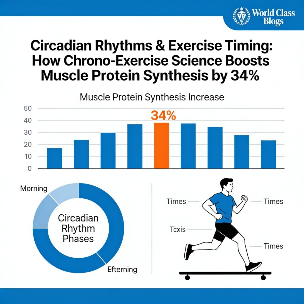 Line graph showing exercise performance across the day, with peaks in late morning and late afternoon, and troughs in early morning and late evening
