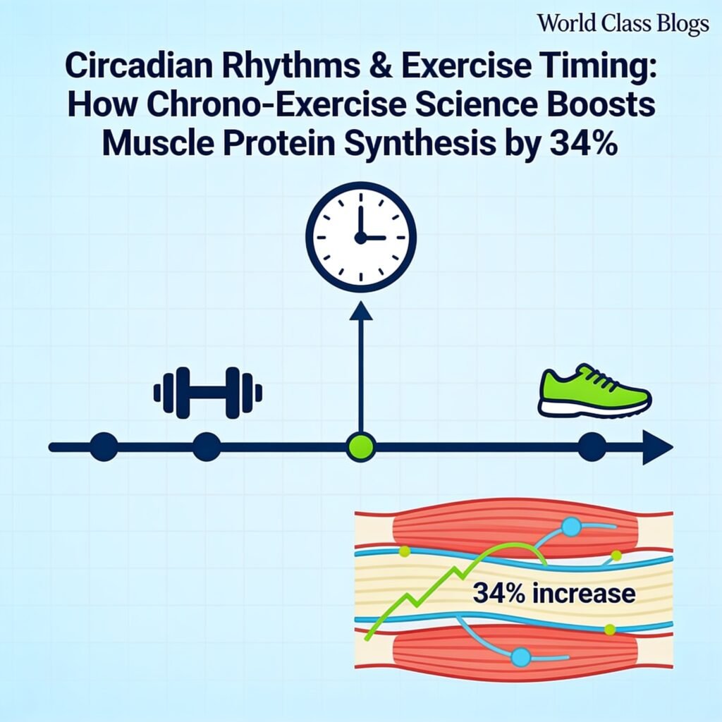 Line graph showing exercise performance across the day, with peaks in late morning and late afternoon, and troughs in early morning and late evening